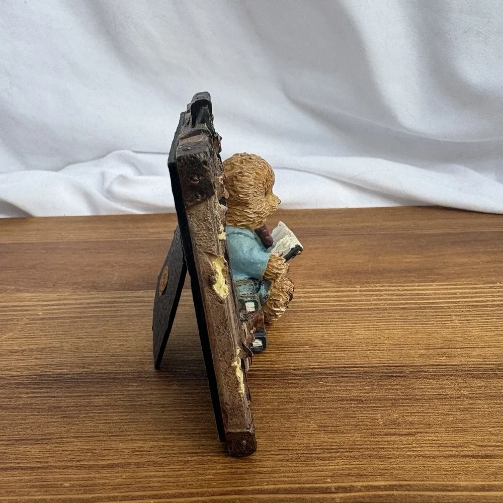 Teddy Bear Reading Book Mini Photo Frame Resin Desk Picture Frame 2x2 Decor